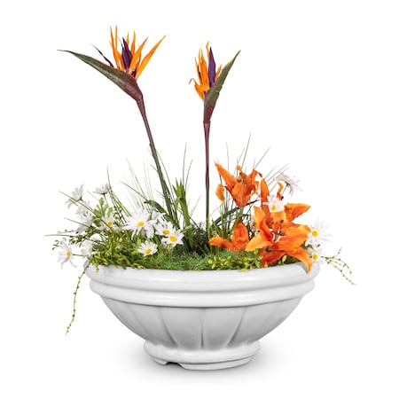 The Outdoor Plus 24 Round Roma Planter Bowl - GFRC Concrete - White - OPT-ROMPO24-LIM